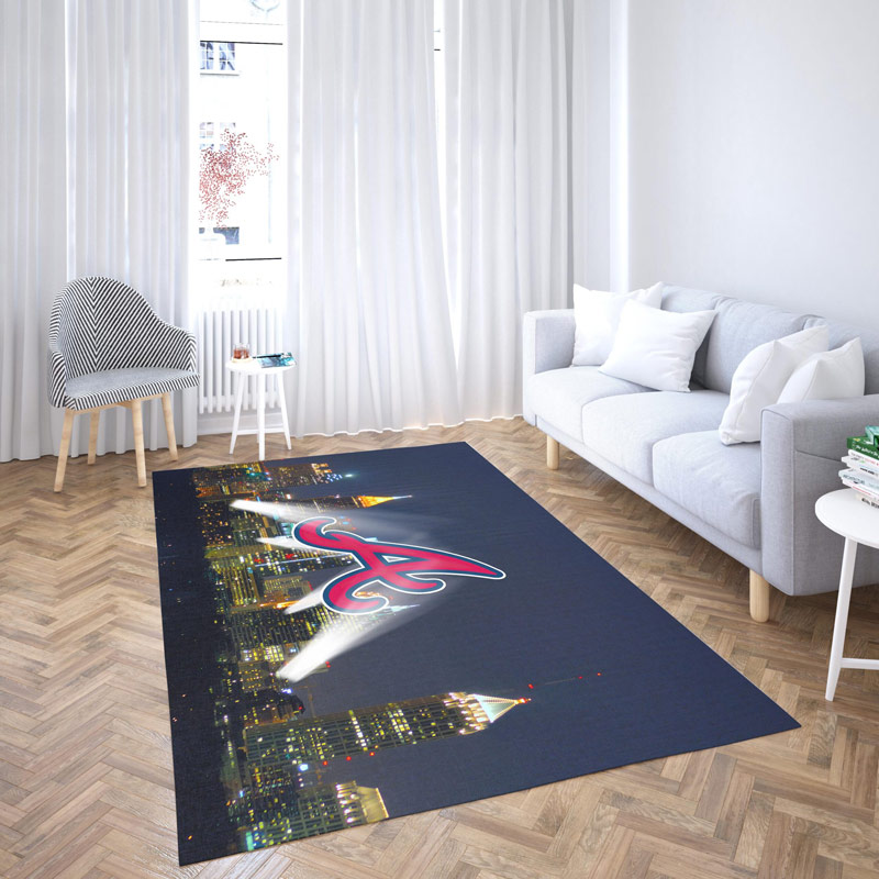 Atlanta Braves Rug MLB Area Rug Bedroom Area Rug Indoor Outdoor Rugs Rectangle Carpet