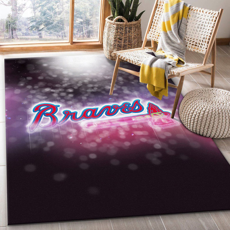 Atlanta Braves Area Rug MLB Area Rug Dining Room Rug Outdoor Rug Rectangle Carpet