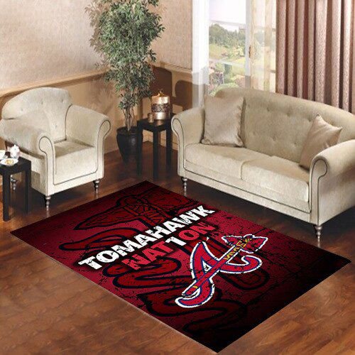 Atlanta Braves Area Rug MLB Area Rug Living Room Area Rug Outdoor Rug Rectangle Carpet