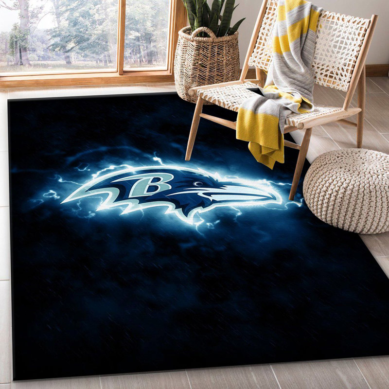 Baltimore Ravens Rug NFL Area Rug Dining Room Rug Indoor Outdoor Rugs Rectangle Carpet