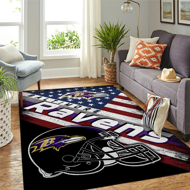 Baltimore Ravens Rug NFL Area Rug Bathroom Rug Indoor Outdoor Rug Rectangle Carpet