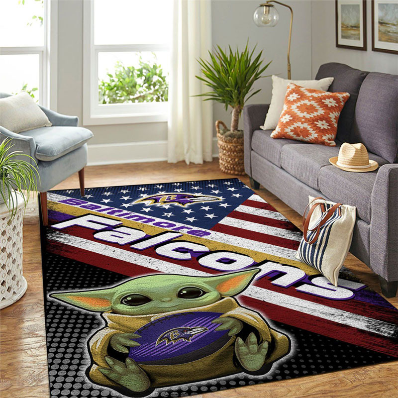 Baltimore Ravens Rug NFL Area Rug Dining Room Rug Outdoor Rug Rectangle Carpet