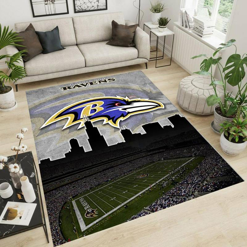 Baltimore Ravens Area Rug NFL Area Rug Bedroom Rug Indoor Outdoor Rugs Rectangle Carpet