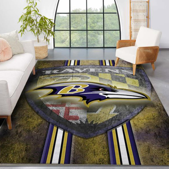 Baltimore Ravens Area Rug NFL Area Rug Dining Room Rug Indoor Outdoor Rug Rectangle Carpet