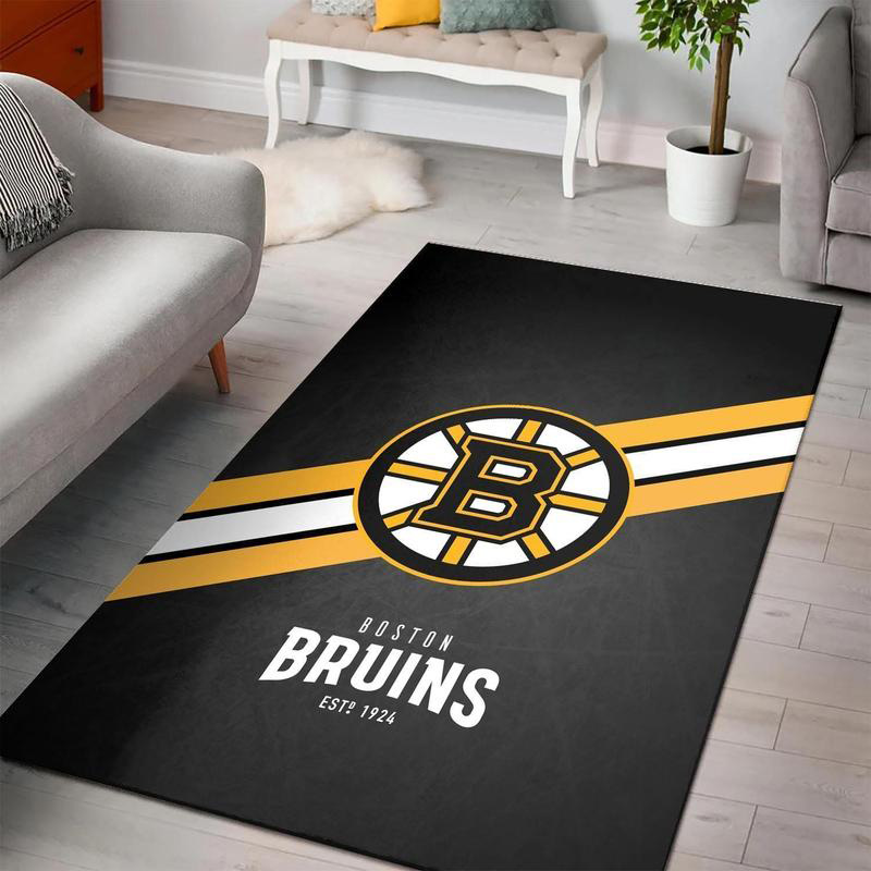 Boston Bruins Area Rug NHL Area Rug Living Room Rug Indoor Rug Rectangle Carpet