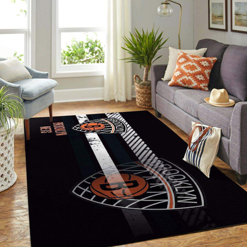 Brooklyn Nets Area Rug NBA Area Rug Kitchen Rug Outdoor Rugs Rectangle Carpet