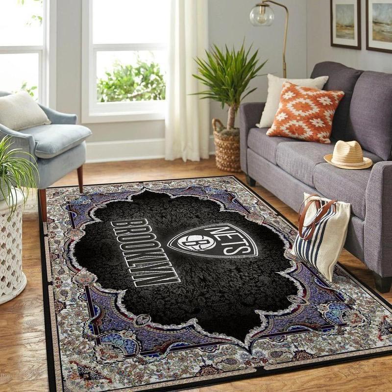 Brooklyn Nets Area Rug NBA Area Rug Bedroom Rug Indoor Outdoor Rugs Rectangle Carpet
