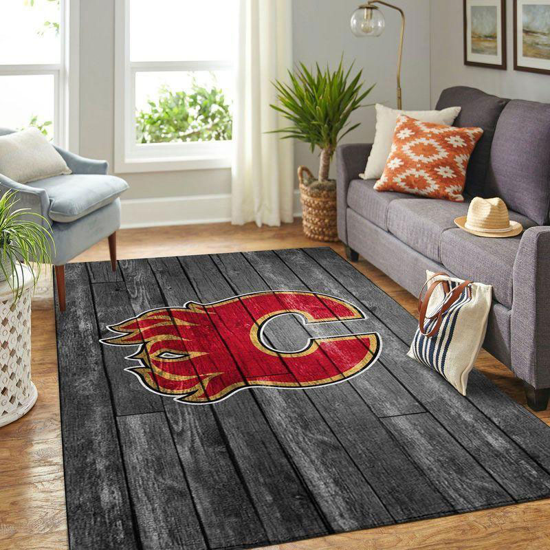 Calgary Flames Area Rug NHL Area Rug Bedroom Area Rug Indoor Rug Rectangle Carpet