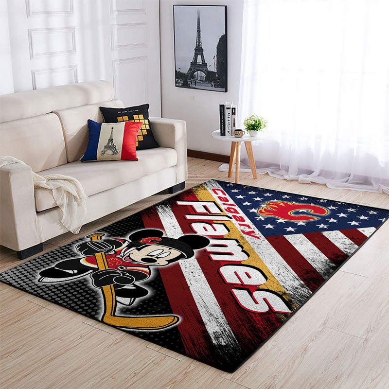 Calgary Flames Rug NHL Area Rug Bathroom Rug Outdoor Rug Rectangle Carpet