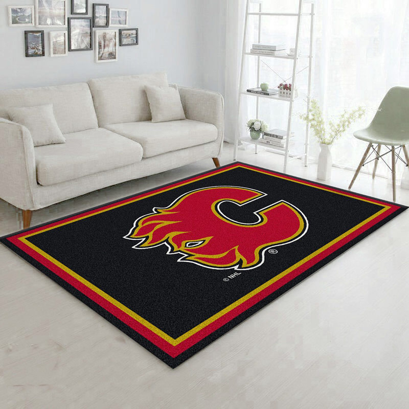 Calgary Flames Area Rug NHL Area Rug Living Room Area Rug Indoor Outdoor Rugs Rectangle Carpet
