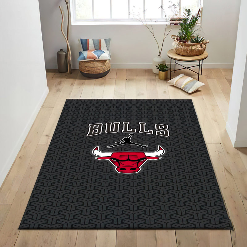 Chicago Bulls Rug NBA Area Rug Dining Room Rug Indoor Outdoor Rugs Rectangle Carpet