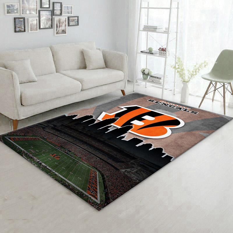 Cincinnati Bengals Rug NFL Area Rug Dining Room Rug Indoor Outdoor Rug Rectangle Carpet