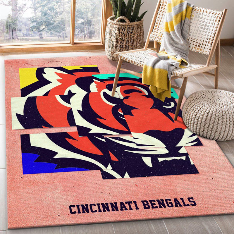 Cincinnati Bengals Area Rug NFL Area Rug Dining Room Rug Indoor Outdoor Rug Rectangle Carpet