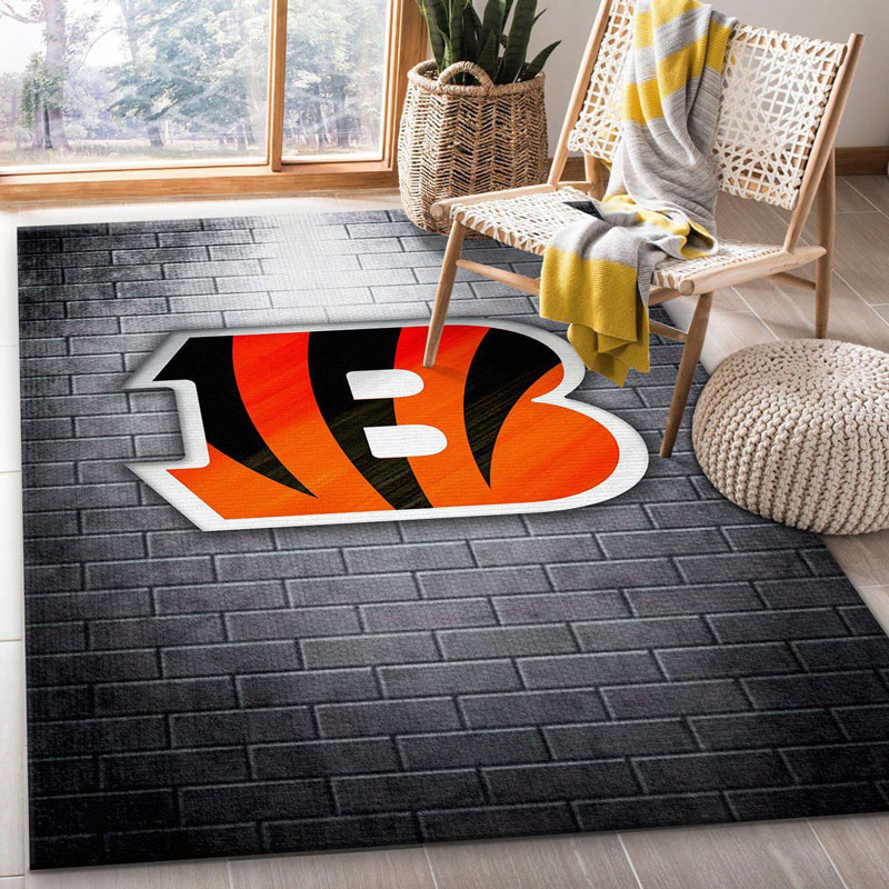 Cincinnati Bengals Rug NFL Area Rug Bedroom Rug Indoor Rug Rectangle Carpet