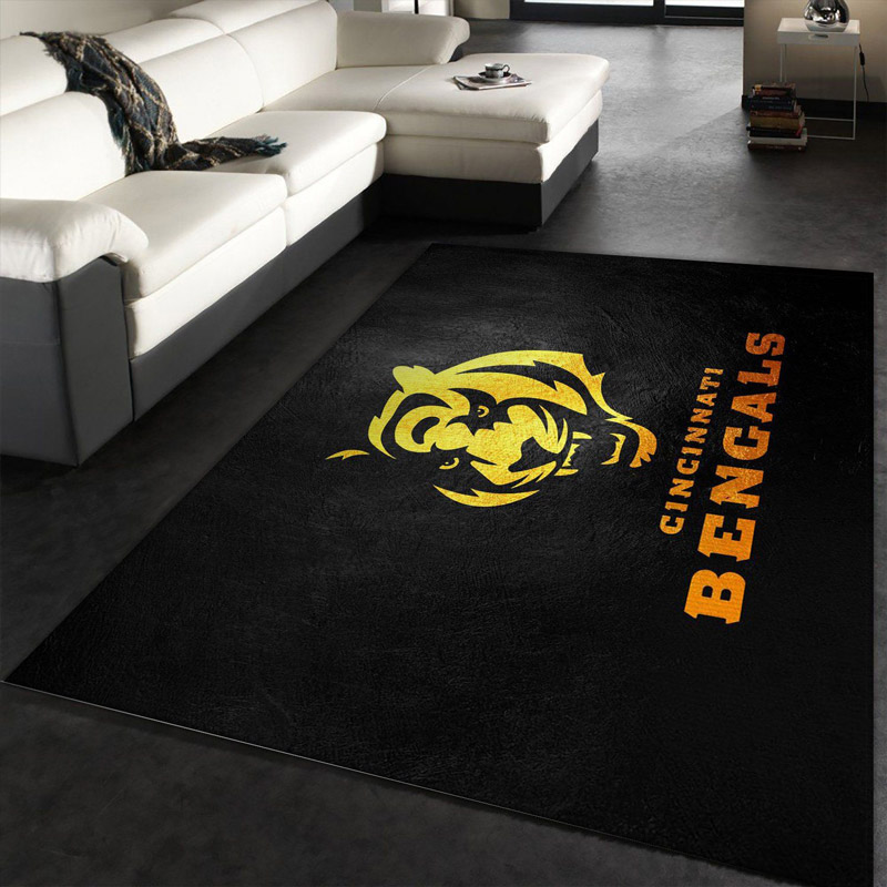 Cincinnati Bengals Rug NFL Area Rug Bathroom Rug Indoor Outdoor Rug Rectangle Carpet