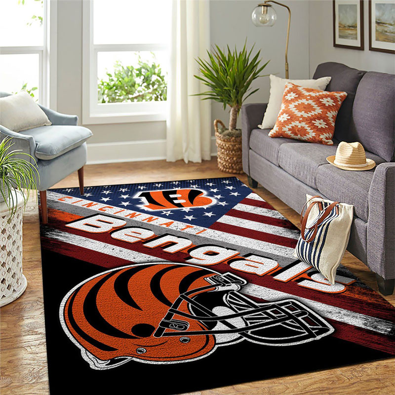 Cincinnati Bengals Rug NFL Area Rug Dining Room Rug Outdoor Rug Rectangle Carpet