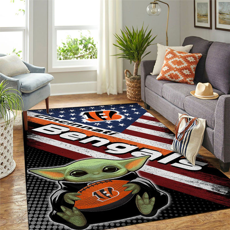 Cincinnati Bengals Area Rug NFL Area Rug Kitchen Rug Indoor Outdoor Rug Rectangle Carpet