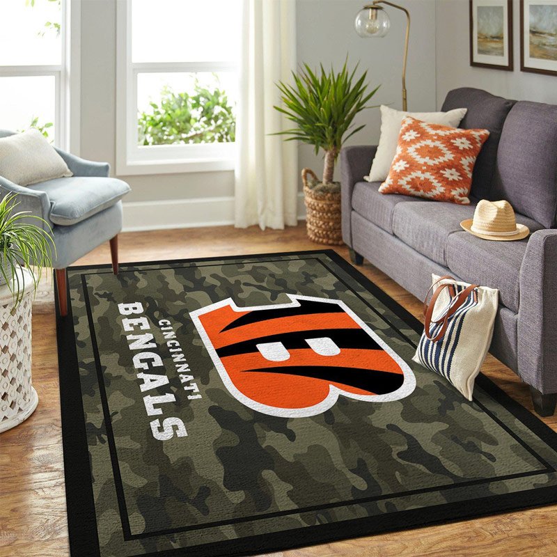 Cincinnati Bengals Area Rug NFL Area Rug Kitchen Rug Indoor Outdoor Rugs Rectangle Carpet
