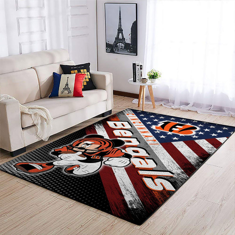 Cincinnati Bengals Rug NFL Area Rug Kitchen Rug Outdoor Rug Rectangle Carpet