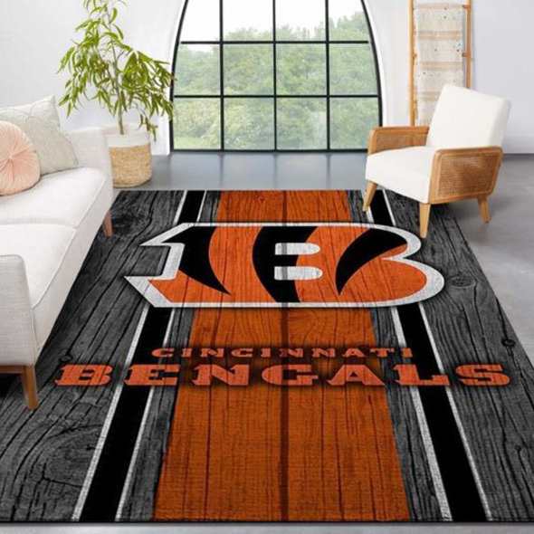 Cincinnati Bengals Rug NFL Area Rug Kitchen Rug Indoor Rug Rectangle Carpet