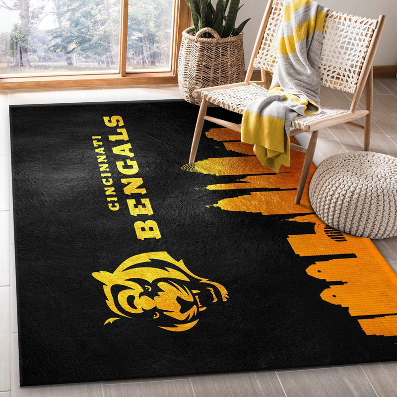 Cincinnati Bengals Area Rug NFL Area Rug Living Room Rug Outdoor Rug Rectangle Carpet