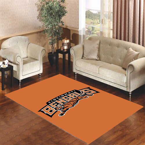 Cincinnati Bengals Area Rug NFL Area Rug Dining Room Rugs Indoor Rugs Rectangle Carpet