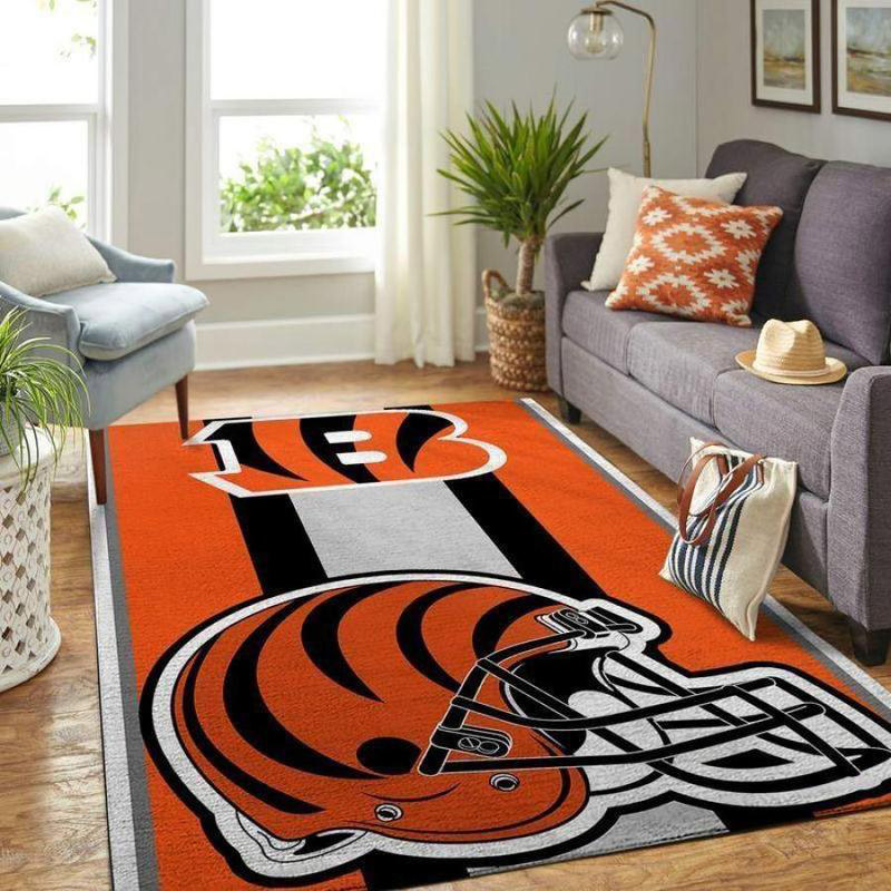 Cincinnati Bengals Rug NFL Area Rug Bedroom Area Rug Indoor Outdoor Rug Rectangle Carpet