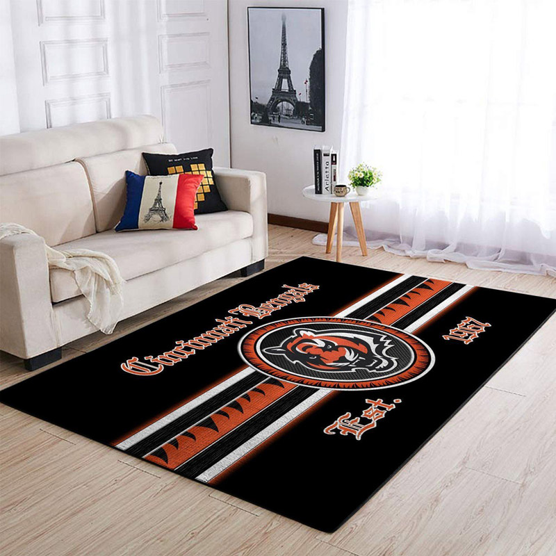 Cincinnati Bengals Rug NFL Area Rug Living Room Rug Outdoor Rugs Rectangle Carpet