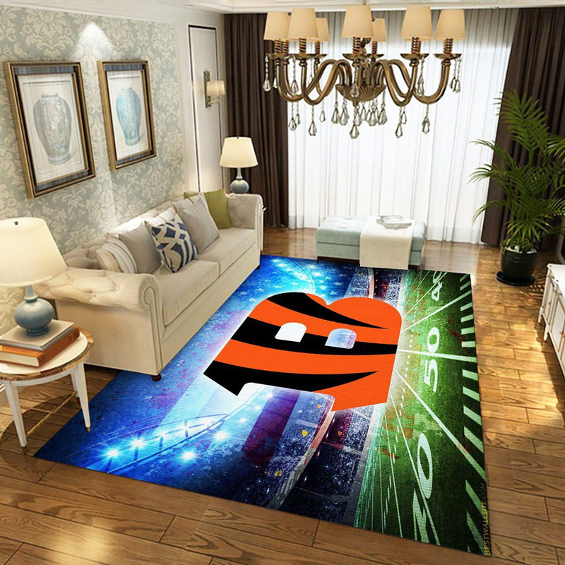 Cincinnati Bengals Area Rug NFL Area Rug Dining Room Rug Indoor Outdoor Rugs Rectangle Carpet