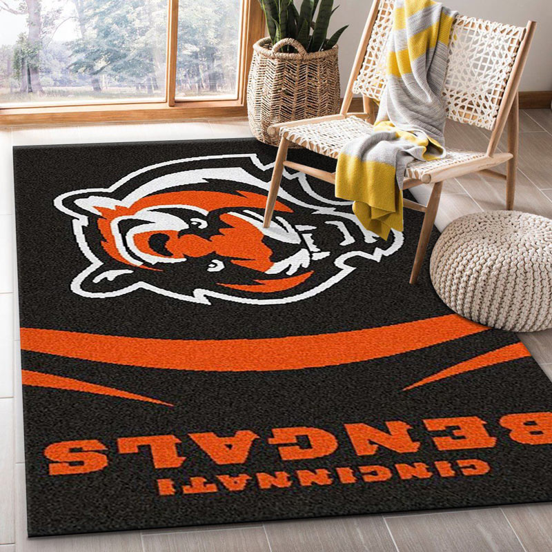 Cincinnati Bengals Area Rug NFL Area Rug Kitchen Rug Indoor Outdoor Rugs Rectangle Carpet