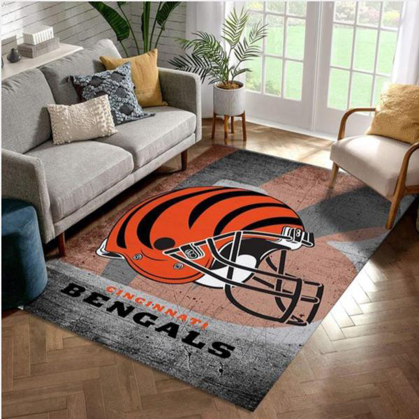 Cincinnati Bengals Rug NFL Area Rug Living Room Rug Indoor Outdoor Rug Rectangle Carpet