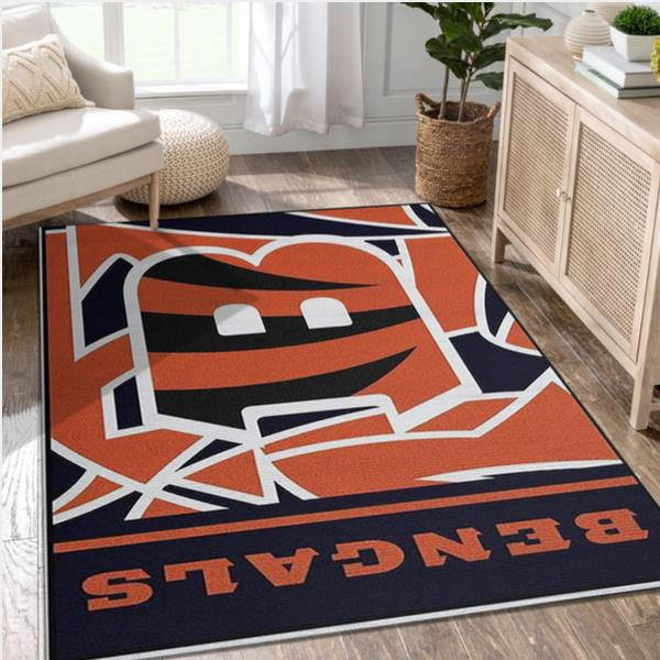 Cincinnati Bengals Rug NFL Area Rug Living Room Area Rug Indoor Outdoor Rugs Rectangle Carpet
