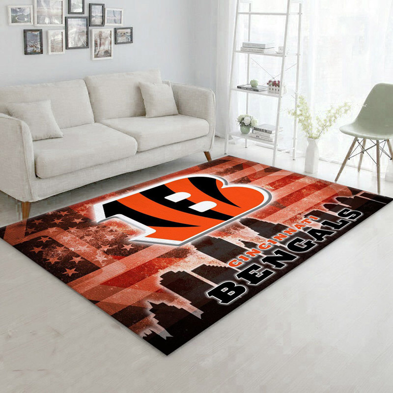 Cincinnati Bengals Area Rug NFL Area Rug Dining Room Rugs Outdoor Rug Rectangle Carpet