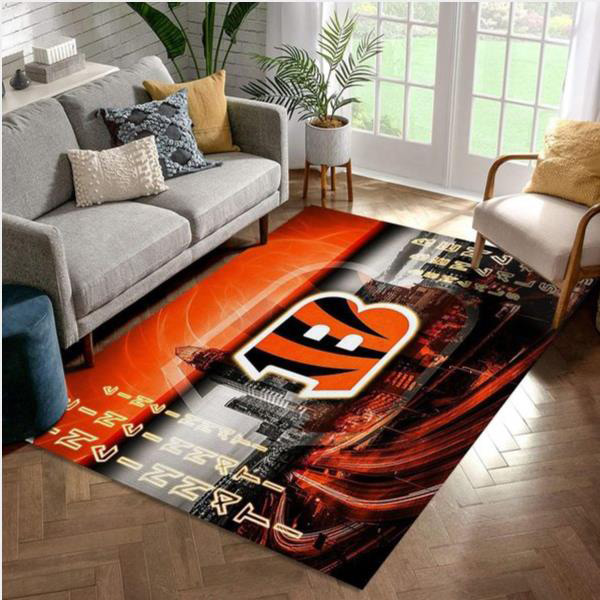 Cincinnati Bengals Rug NFL Area Rug Bathroom Rug Indoor Outdoor Rugs Rectangle Carpet