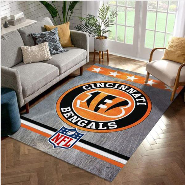 Cincinnati Bengals Rug NFL Area Rug Dining Room Rug Indoor Rugs Rectangle Carpet