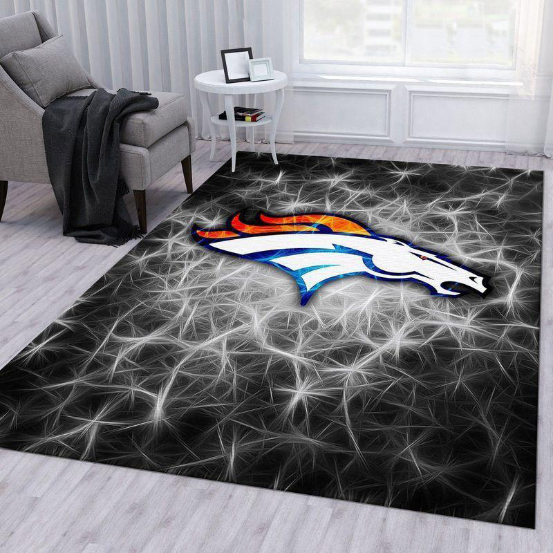 Denver Broncos Area Rug NFL Area Rug Dining Room Rug Indoor Outdoor Rugs Rectangle Carpet