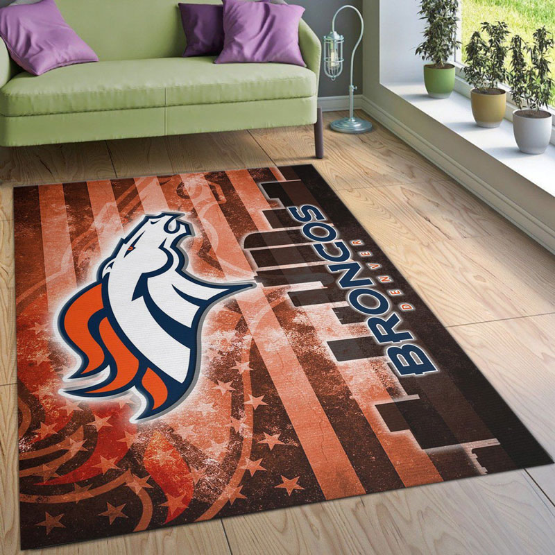 Denver Broncos Area Rug NFL Area Rug Bathroom Rug Indoor Rug Rectangle Carpet