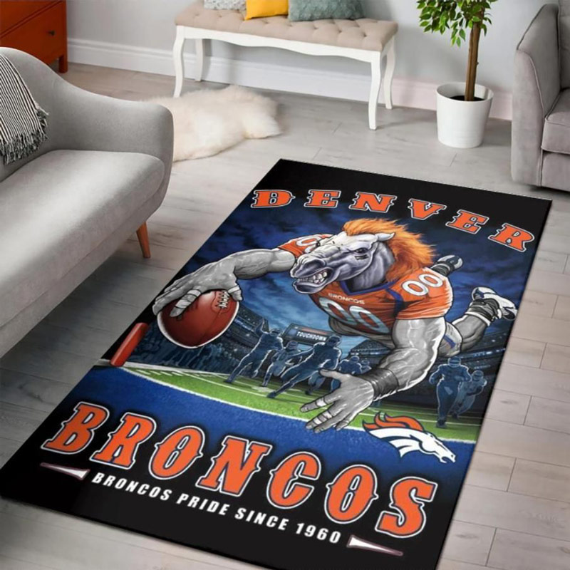 Denver Broncos Rug NFL Area Rug Dining Room Rug Indoor Outdoor Rugs Rectangle Carpet