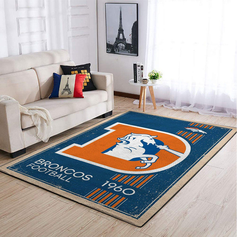 Denver Broncos Area Rug NFL Area Rug Living Room Rug Indoor Outdoor Rugs Rectangle Carpet