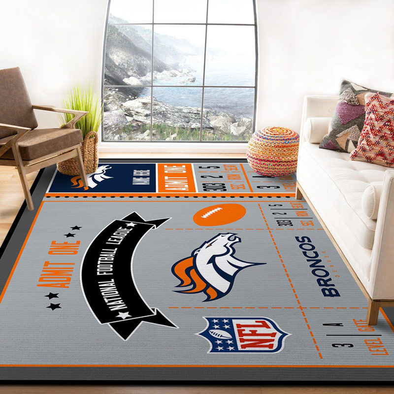 Denver Broncos Area Rug NFL Area Rug Bedroom Rug Indoor Rugs Rectangle Carpet