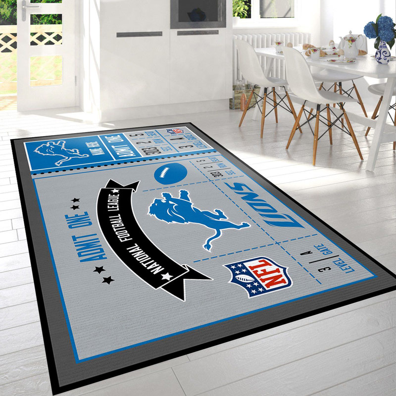 Detroit Lions Rug NFL Area Rug Kitchen Rug Indoor Outdoor Rug Rectangle Carpet