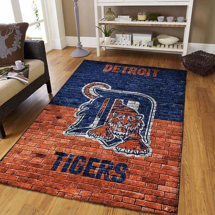 Detroit Tigers Area Rug MLB Area Rug Dining Room Rugs Indoor Rug Rectangle Carpet