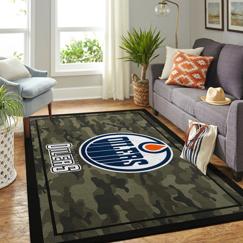 Edmonton Oilers Area Rug NHL Area Rug Dining Room Rugs Indoor Rug Rectangle Carpet