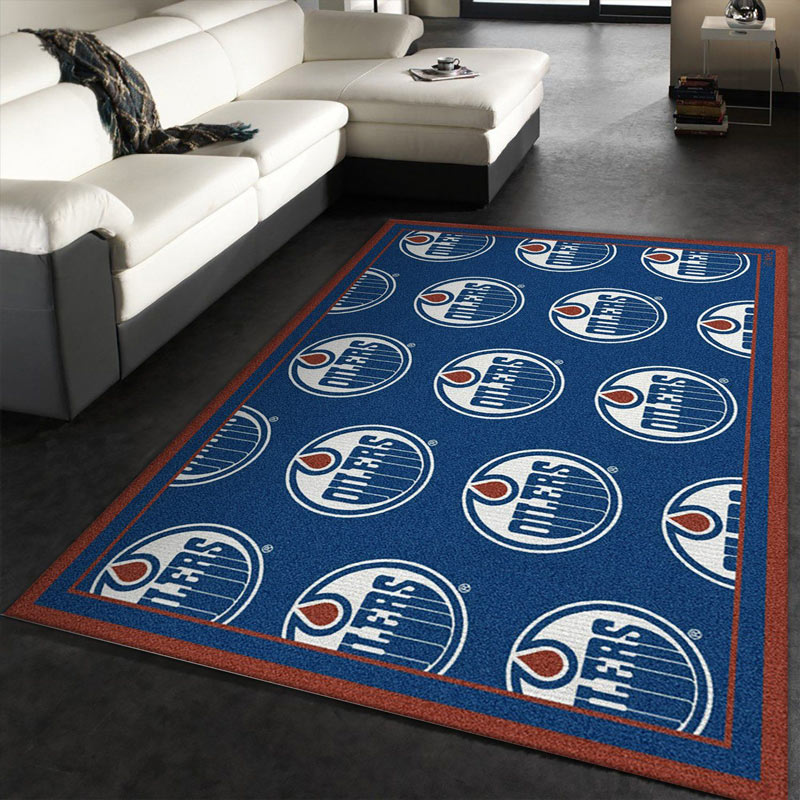 Edmonton Oilers Area Rug NHL Area Rug Dining Room Rug Indoor Outdoor Rugs Rectangle Carpet