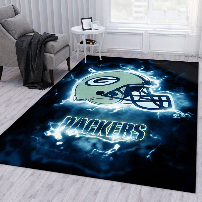 Green Bay Packers Rug NFL Area Rug Dining Room Rug Outdoor Rug Rectangle Carpet