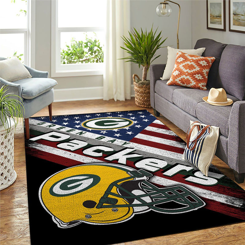 Green Bay Packers Rug NFL Area Rug Dining Room Rug Outdoor Rug Rectangle Carpet