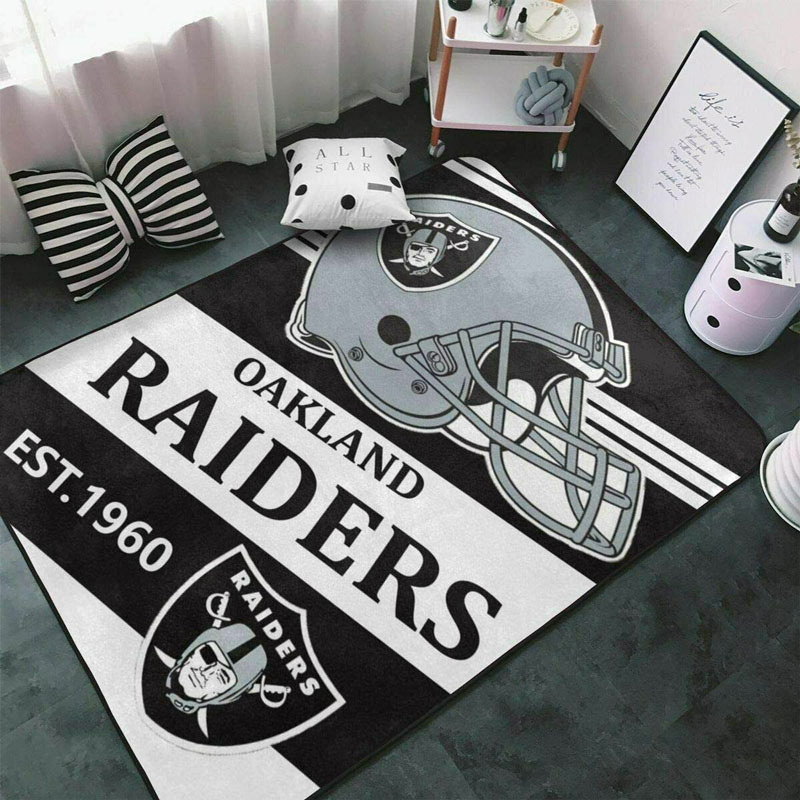 Las Vegas Raiders Rug NFL Area Rug Dining Room Rug Indoor Outdoor Rugs Rectangle Carpet