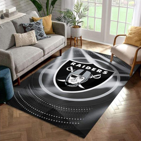 Las Vegas Raiders Rug NFL Area Rug Bathroom Rug Indoor Outdoor Rug Rectangle Carpet