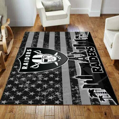 Las Vegas Raiders Rug NFL Area Rug Bedroom Rug Outdoor Rugs Rectangle Carpet