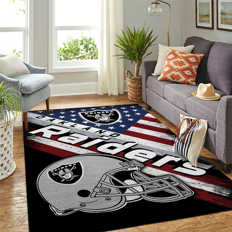 Las Vegas Raiders Rug NFL Area Rug Living Room Rug Indoor Outdoor Rugs Rectangle Carpet